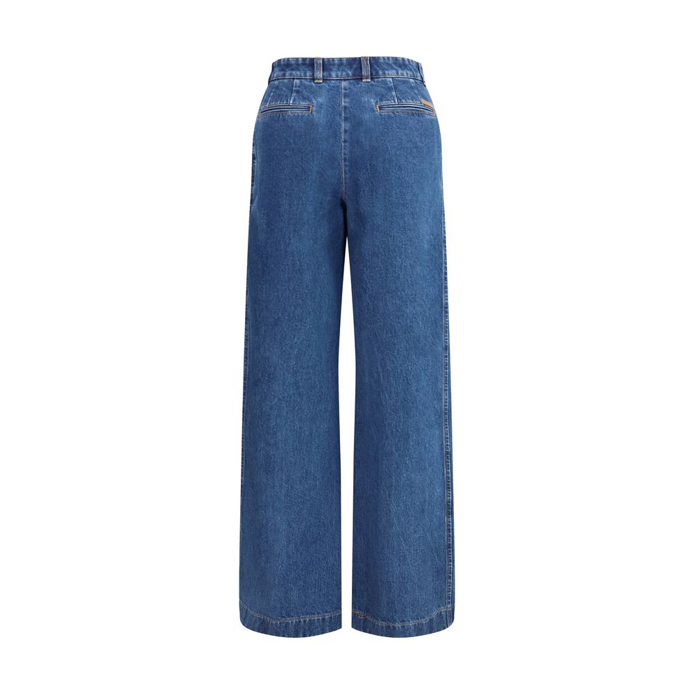 Dolce & Gabbana Blue Straight Jeans with Pinces for Women