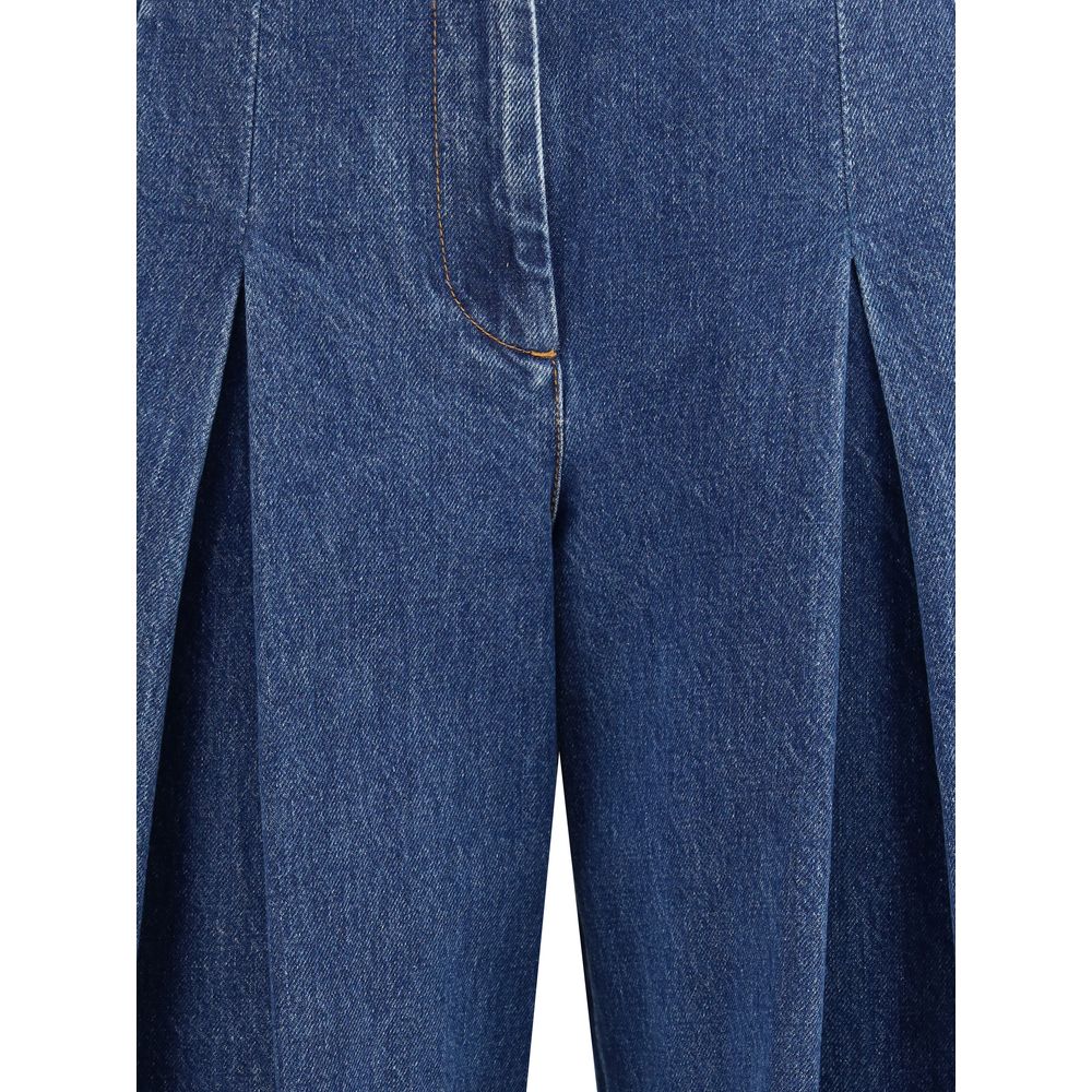 Dolce & Gabbana Blue Straight Jeans with Pinces for Women