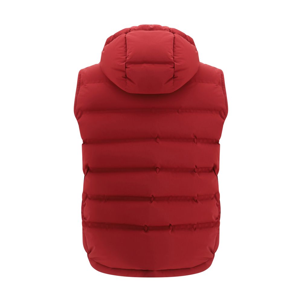 Brunello Cucinelli Red Down Zip-Up Gilet Vest Jacket for Men
