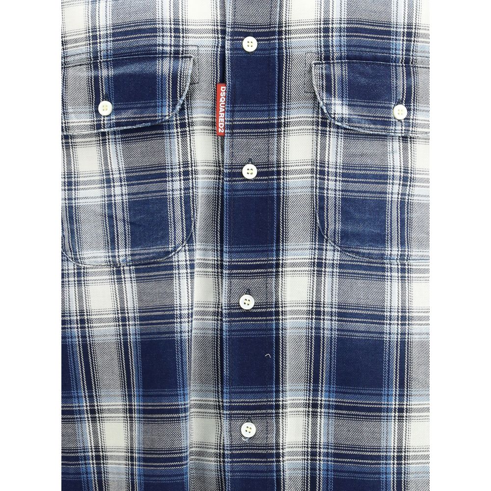 Dsquared² Blue & White Canadian Check Shirt for Men