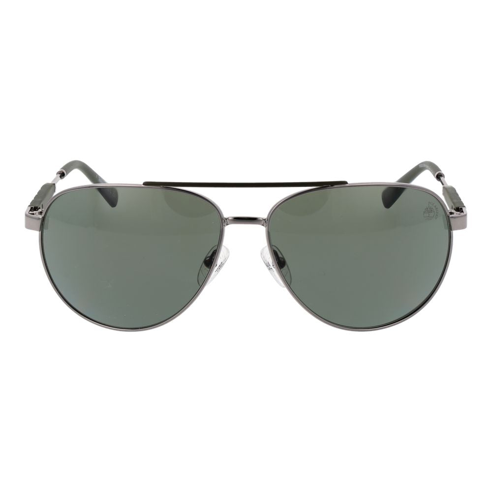 Timberland Men’s Sunglasses – Gunmetal Aviator Frame, Green Lenses