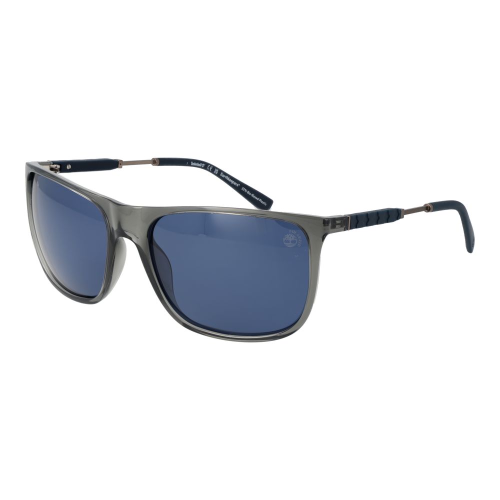 Timberland Men’s Sunglasses – Gray Full-Rim Frame, Blue Lenses