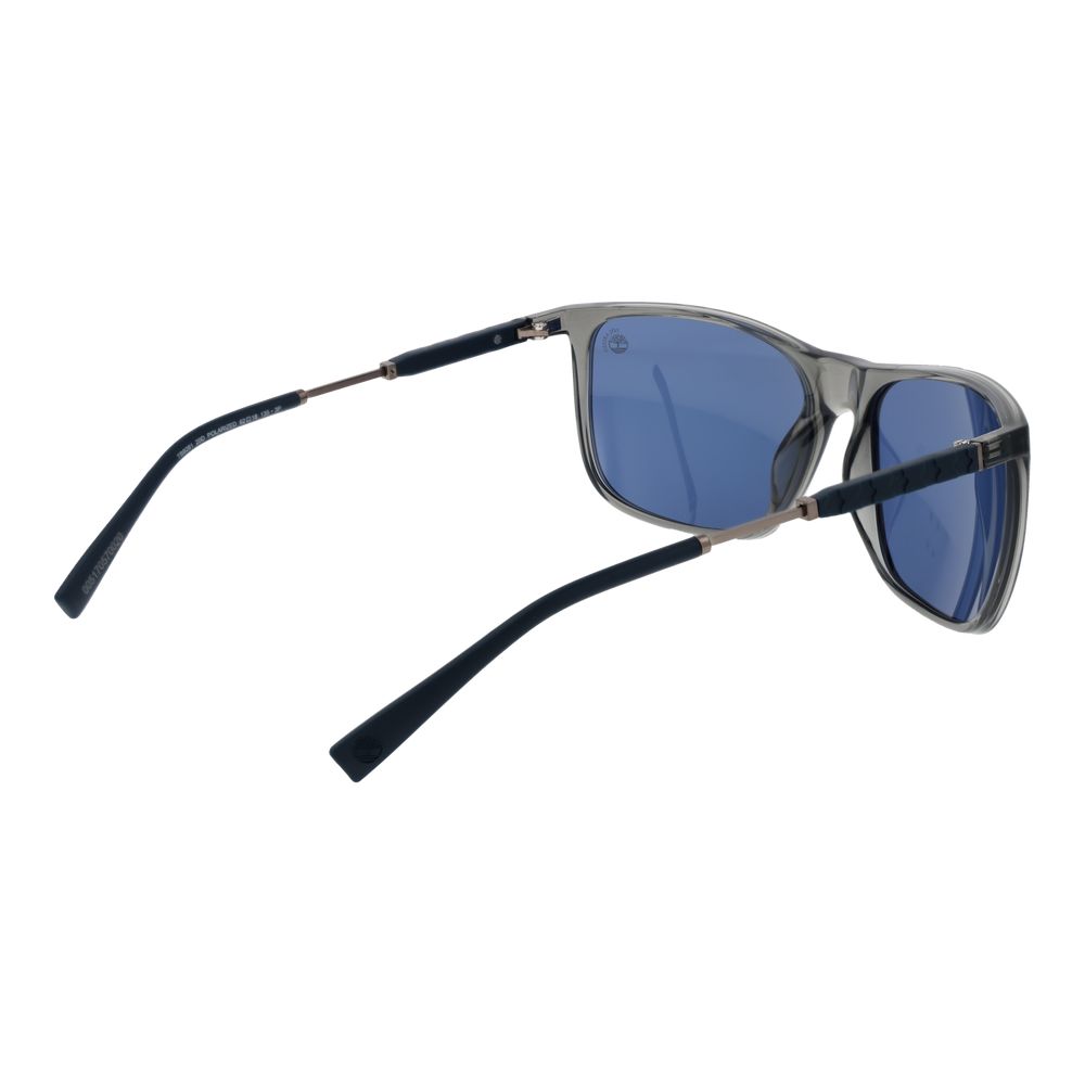 Timberland Men’s Sunglasses – Gray Full-Rim Frame, Blue Lenses