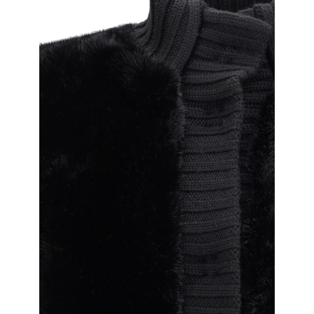 PINKO Black Faux Fur Gilet Vest for Women