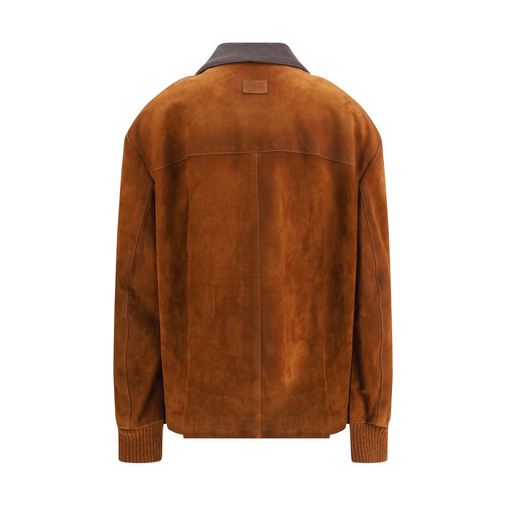 Valstarino Oversized Brown Suede Button Up Jacket for Women
