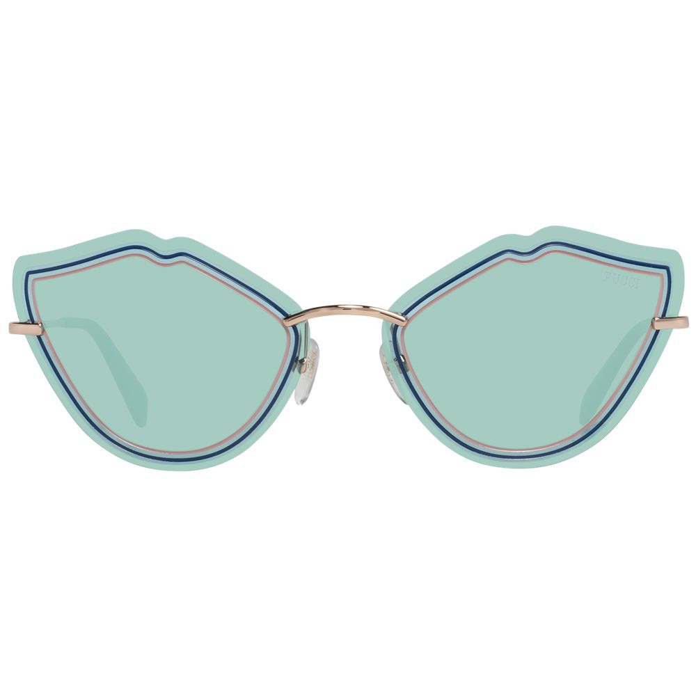 Emilio Pucci Women’s Sunglasses – Rose Gold Cat Eye Frame, Turquoise Lenses