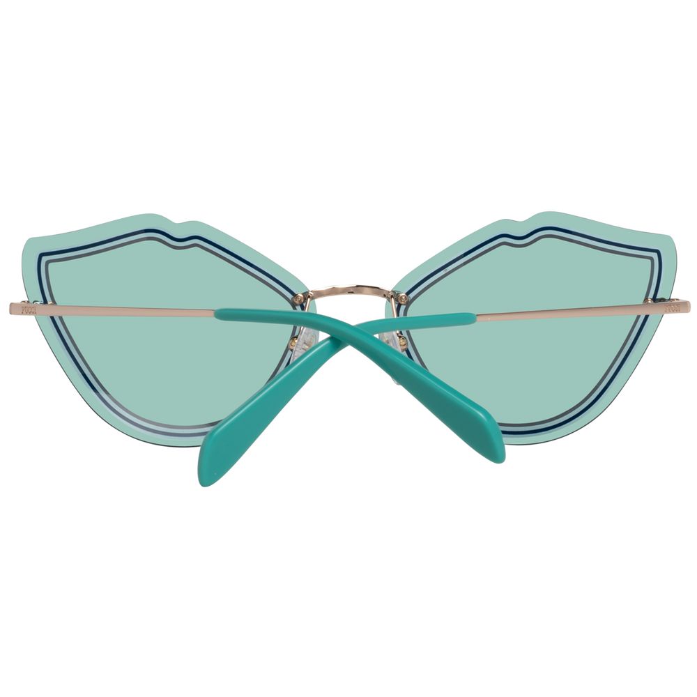 Emilio Pucci Women’s Sunglasses – Rose Gold Cat Eye Frame, Turquoise Lenses