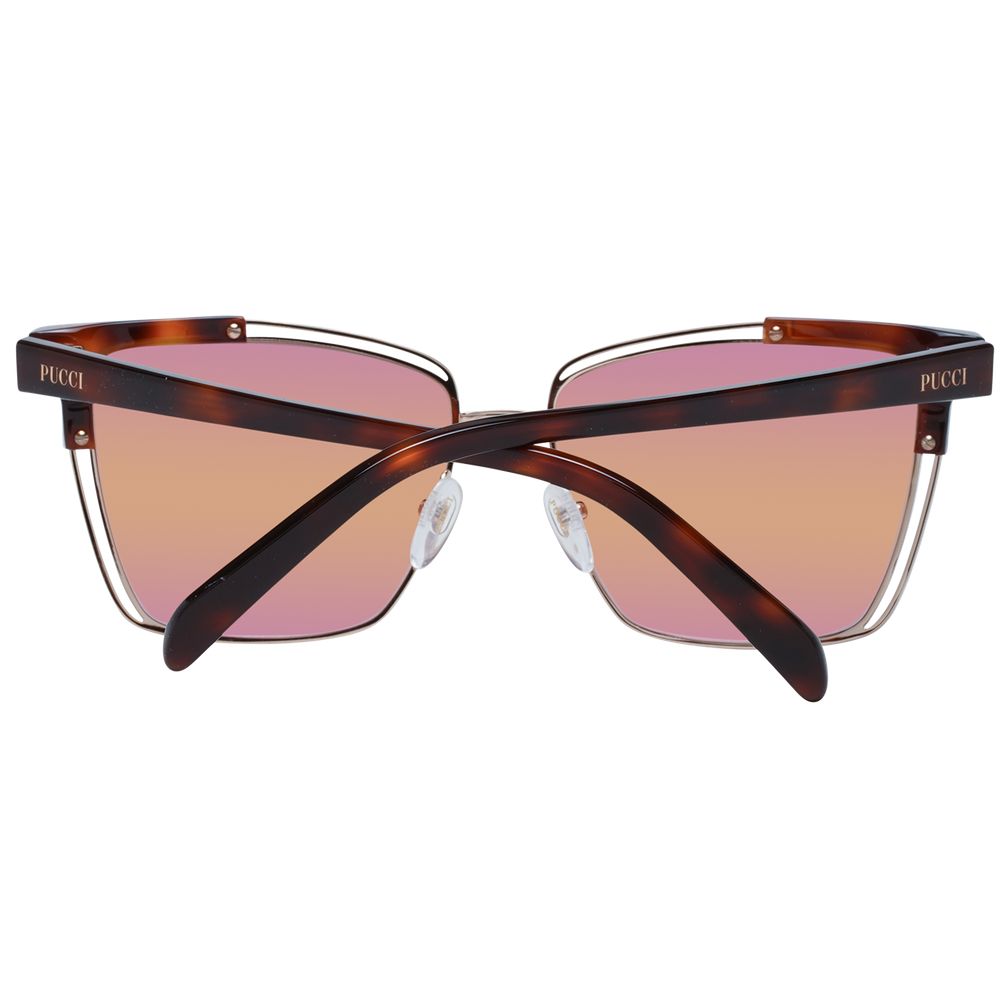 Emilio Pucci Women’s Sunglasses – Brown Cat Eye Frame, Multicolour Mirrored Lenses