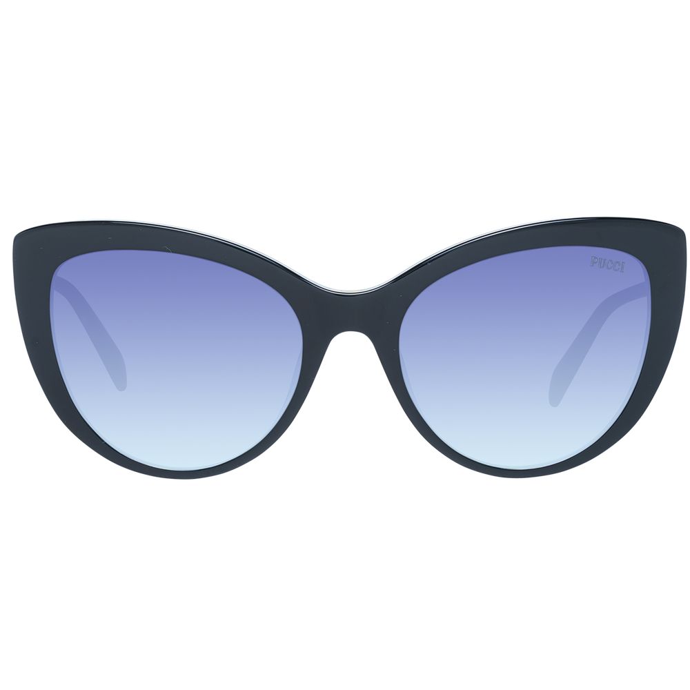 Emilio Pucci Women’s Sunglasses – Black Cat Eye Frame, Blue Gradient Lenses