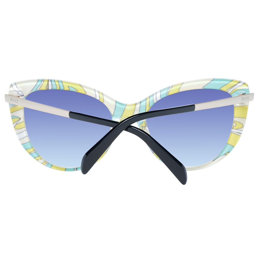 Emilio Pucci Women’s Sunglasses – Black Cat Eye Frame, Blue Gradient Lenses