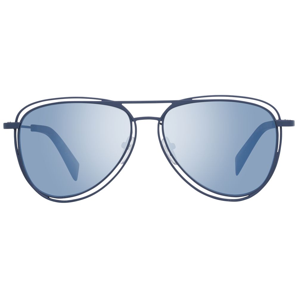 Yohji Yamamoto Men’s Sunglasses – Blue Aviator Frame with Mirrored Lenses