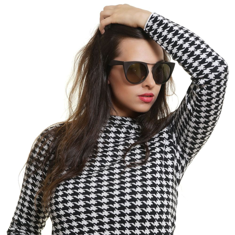 Yohji Yamamoto Women’s Sunglasses – Brown Round Frame, Gold Mirrored Lenses