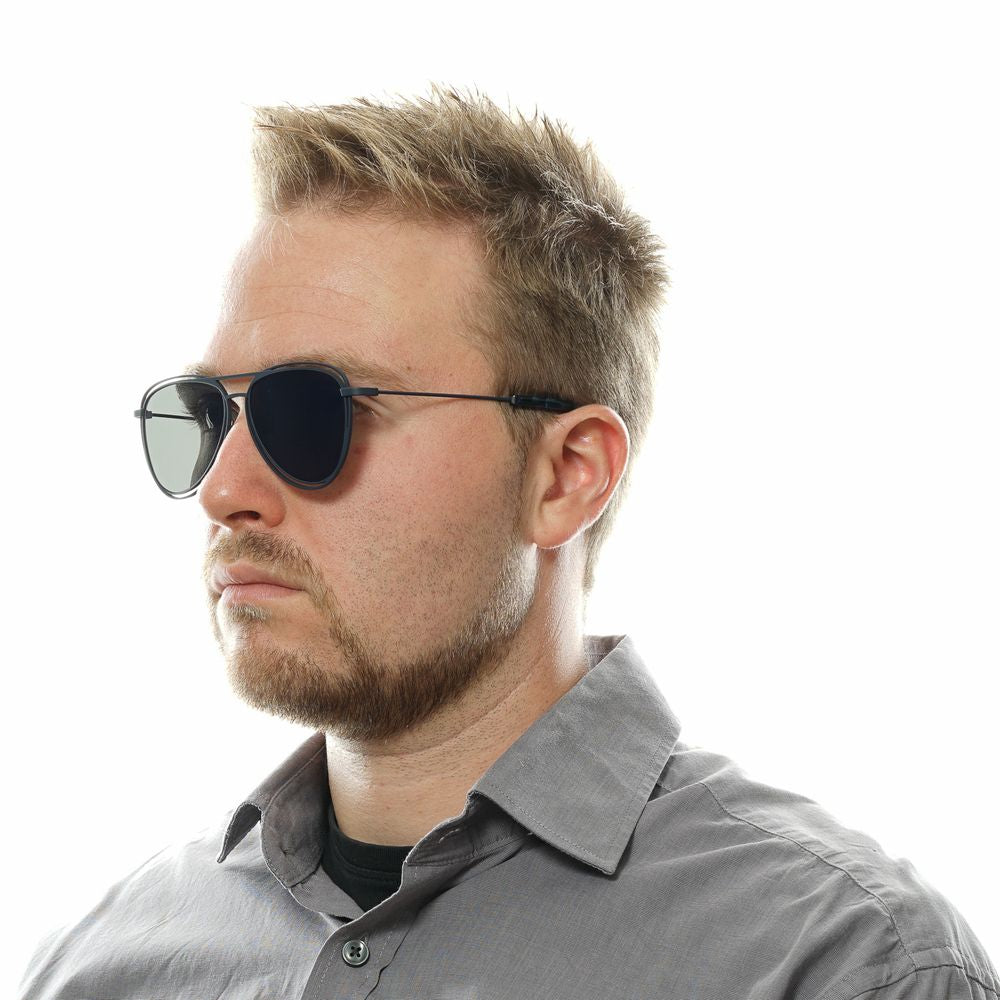 Yohji Yamamoto Men’s Sunglasses – Blue Aviator Frame with Mirrored Lenses