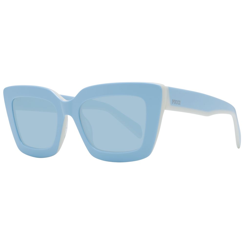 Emilio Pucci Women’s Sunglasses – Blue Full-Rim Frame, Blue Lenses