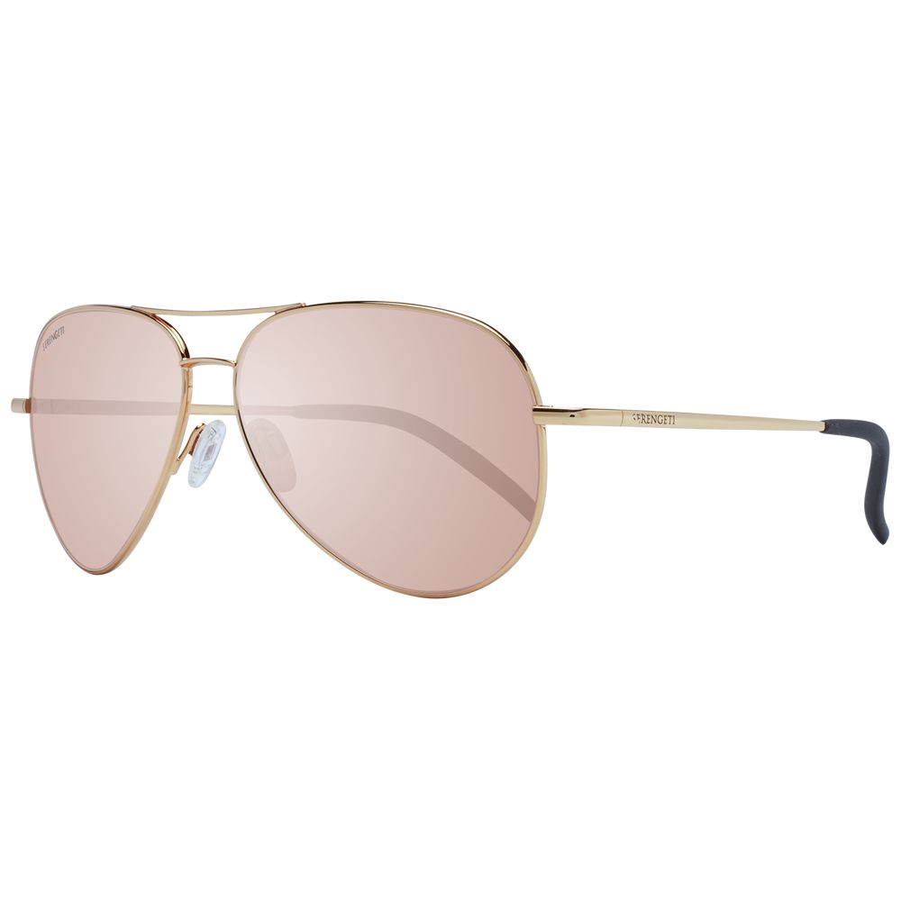 Serengeti Gold Unisex Sunglasses – Aviator Full-Rim Frame with Brown Polarized Lenses