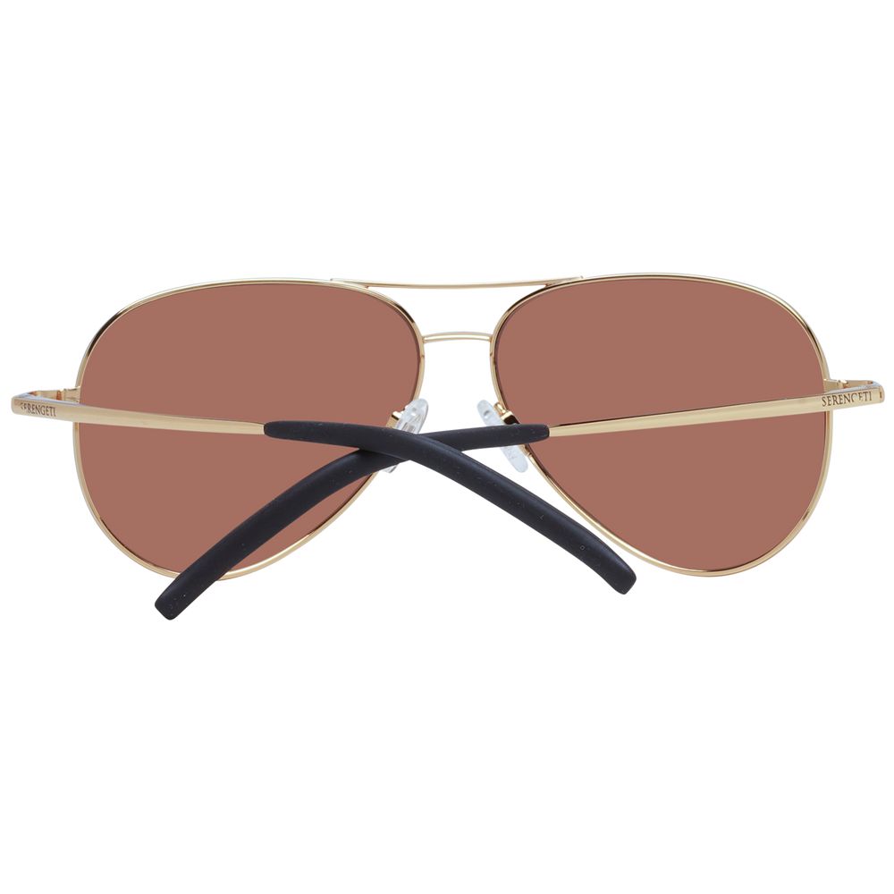 Serengeti Gold Unisex Sunglasses – Aviator Full-Rim Frame with Brown Polarized Lenses
