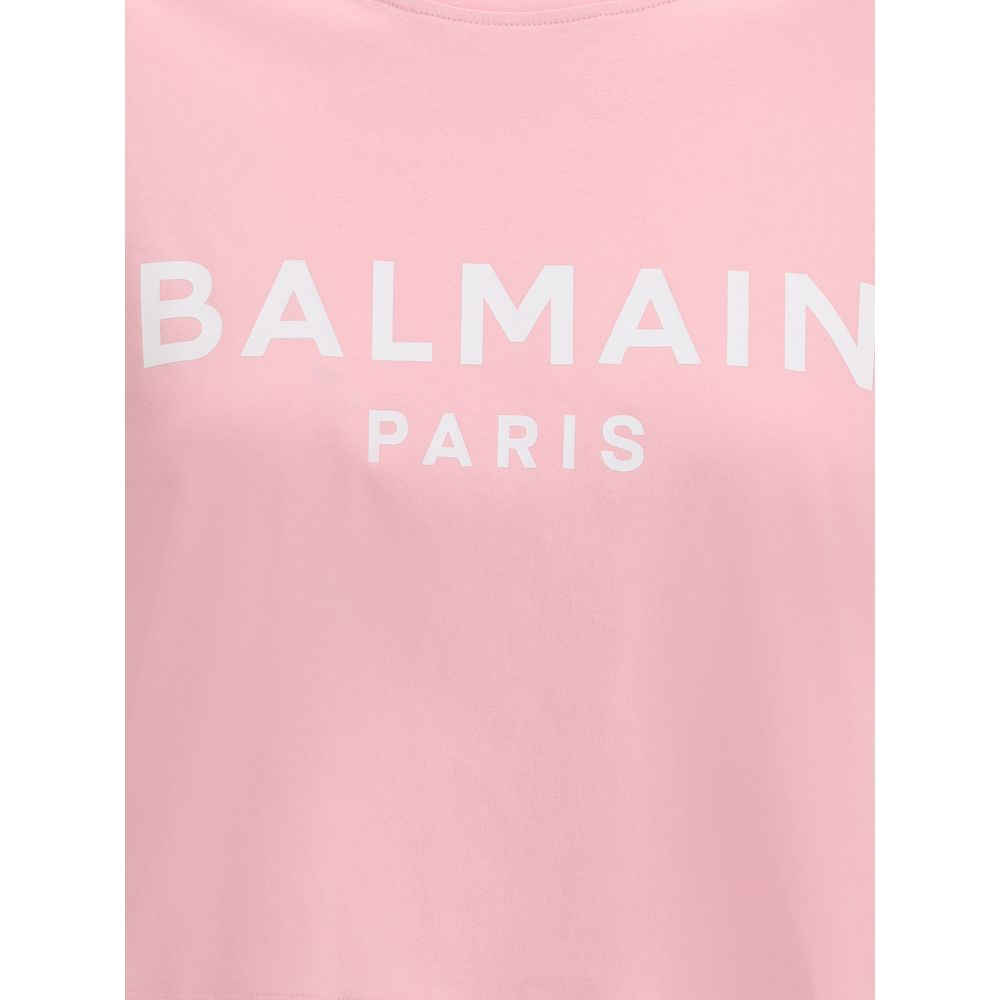 Balmain Logoed T-Shirt - Cropped Elegance with Urban Edge