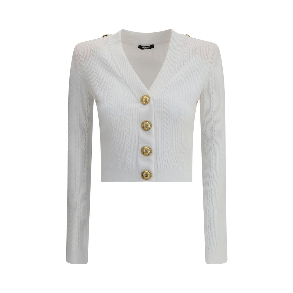 Balmain Ribbed and Braided Cardigan