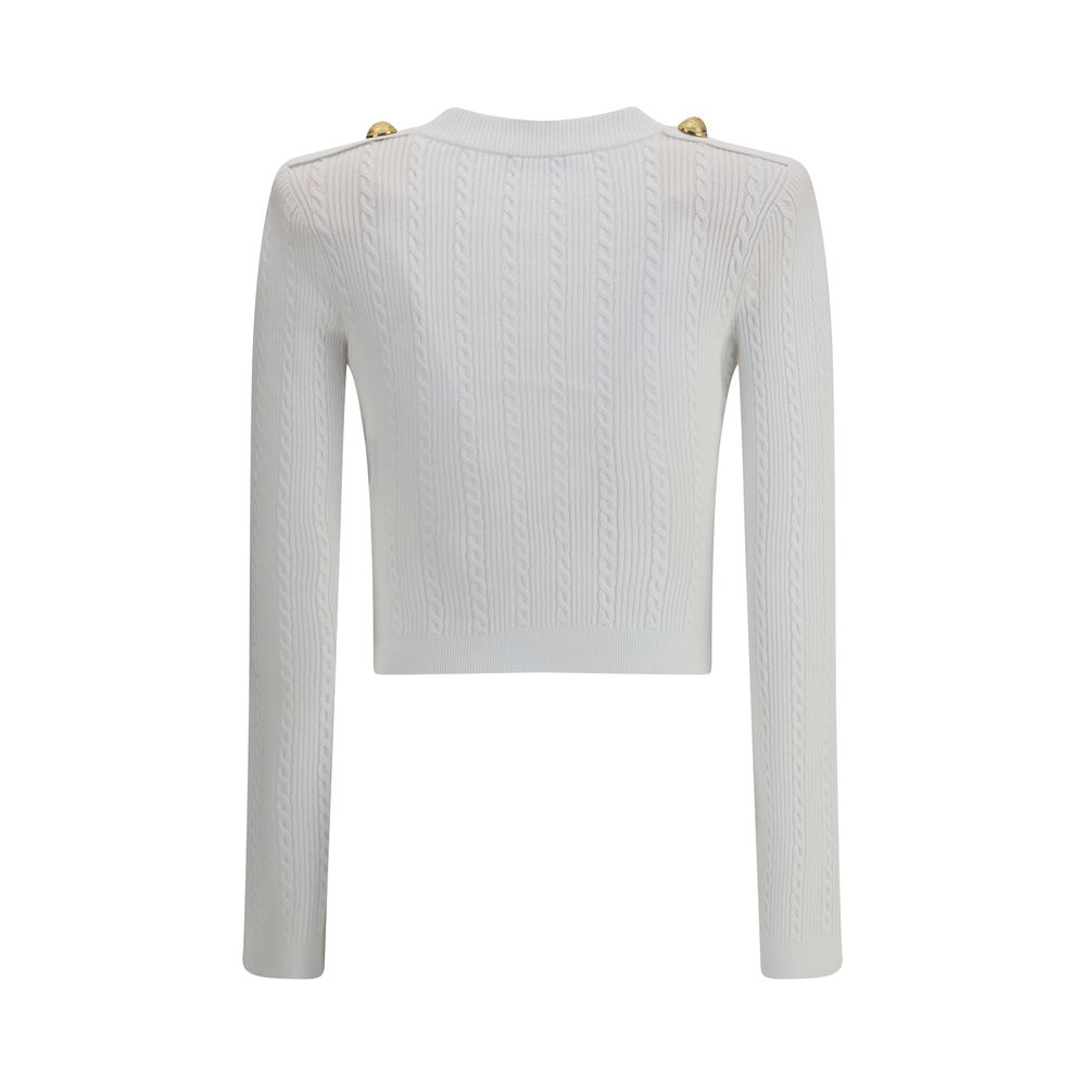 Balmain Ribbed and Braided Cardigan