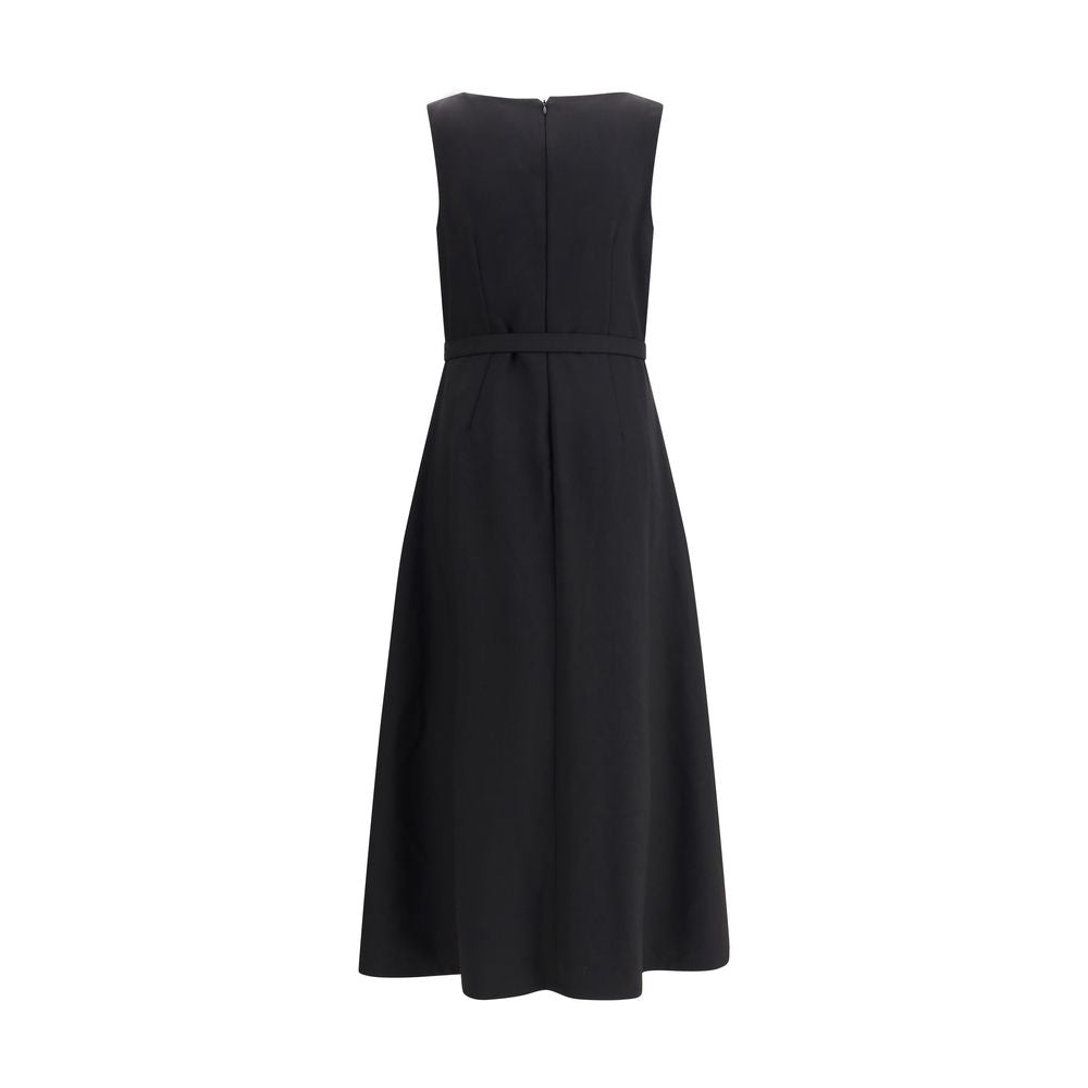 Sara Roka Black Belted Wool Blend Sheath Dress