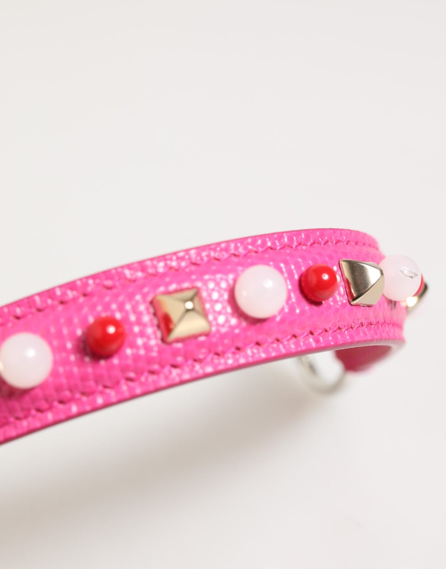 Dolce & Gabbana Pink Embellished Leather Shoulder Strap