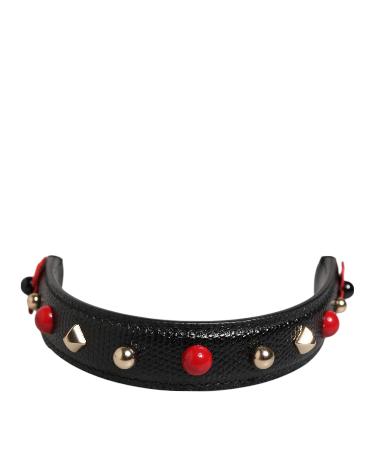 Dolce & Gabbana Black Embellished Leather Bag Handle Shoulder Strap