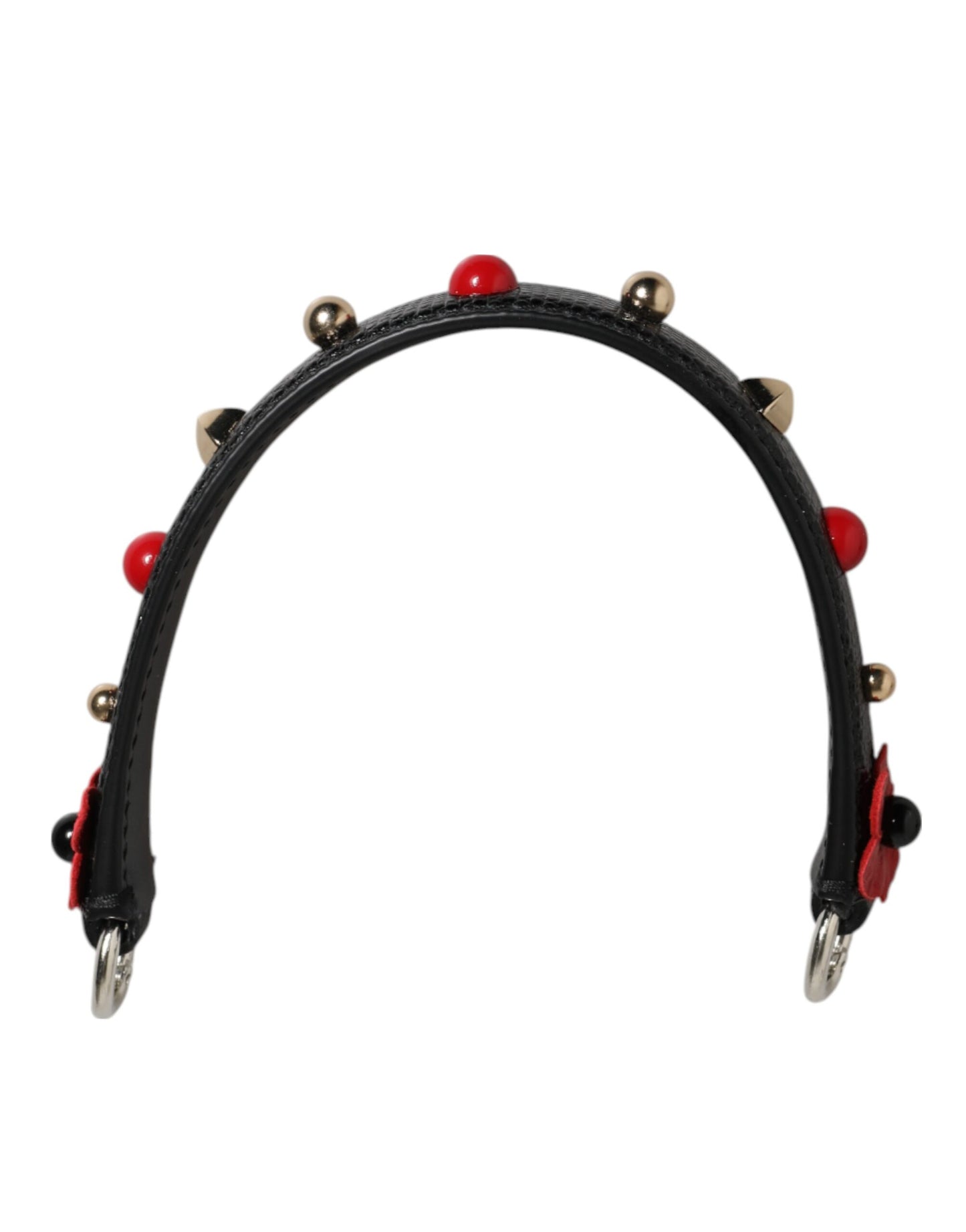 Dolce & Gabbana Black Embellished Leather Bag Handle Shoulder Strap
