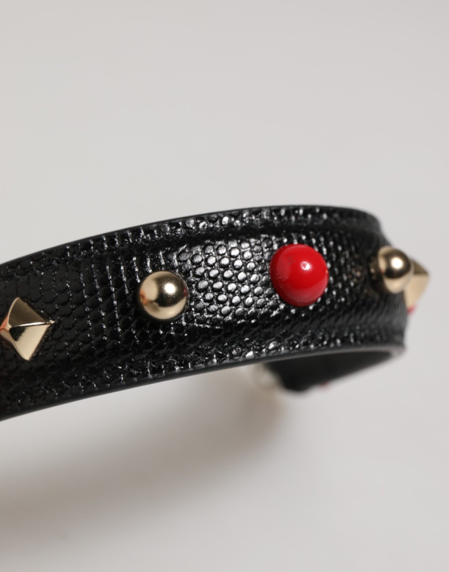 Dolce & Gabbana Black Embellished Leather Bag Handle Shoulder Strap