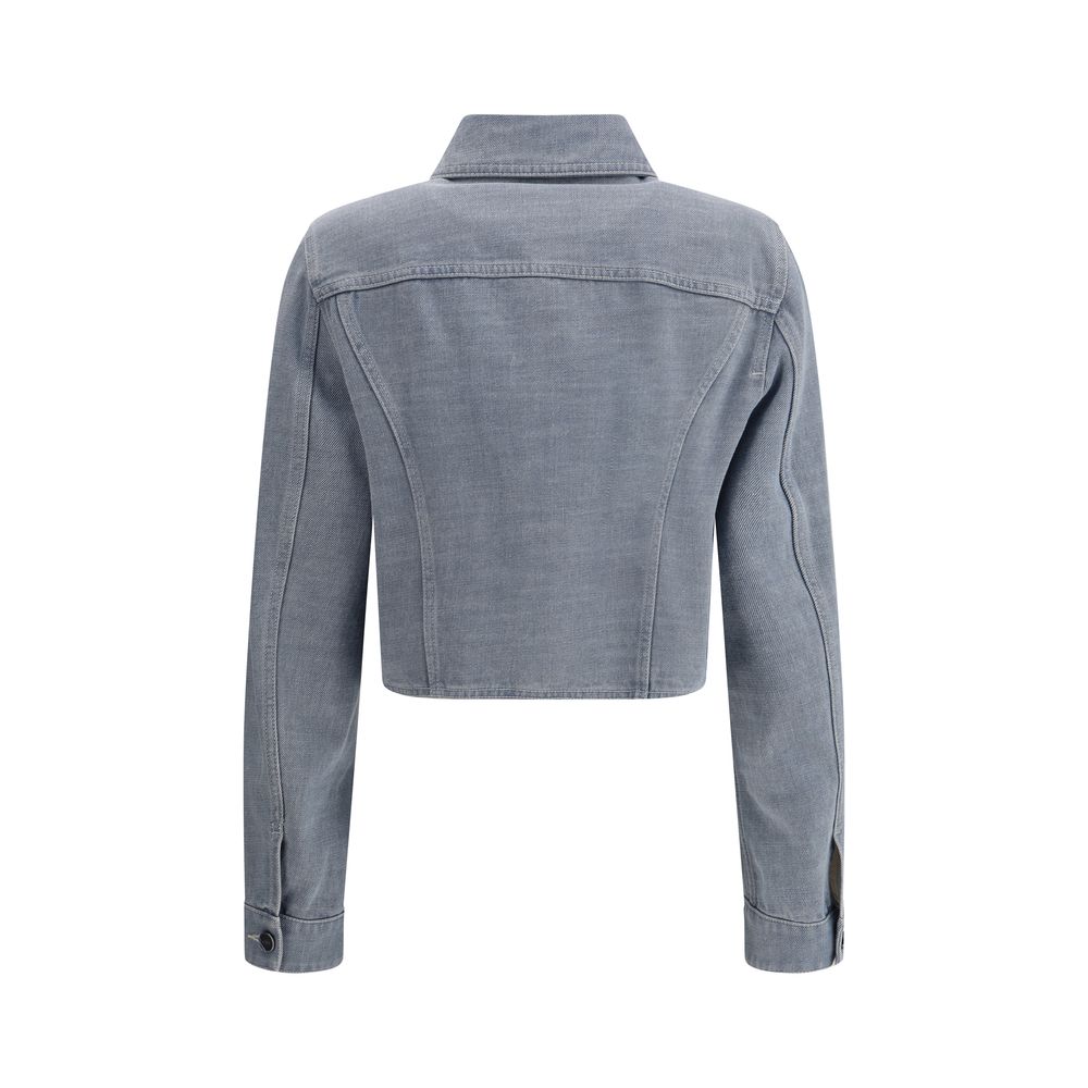 Fendi Blue Cropped Denim Jacket for Women