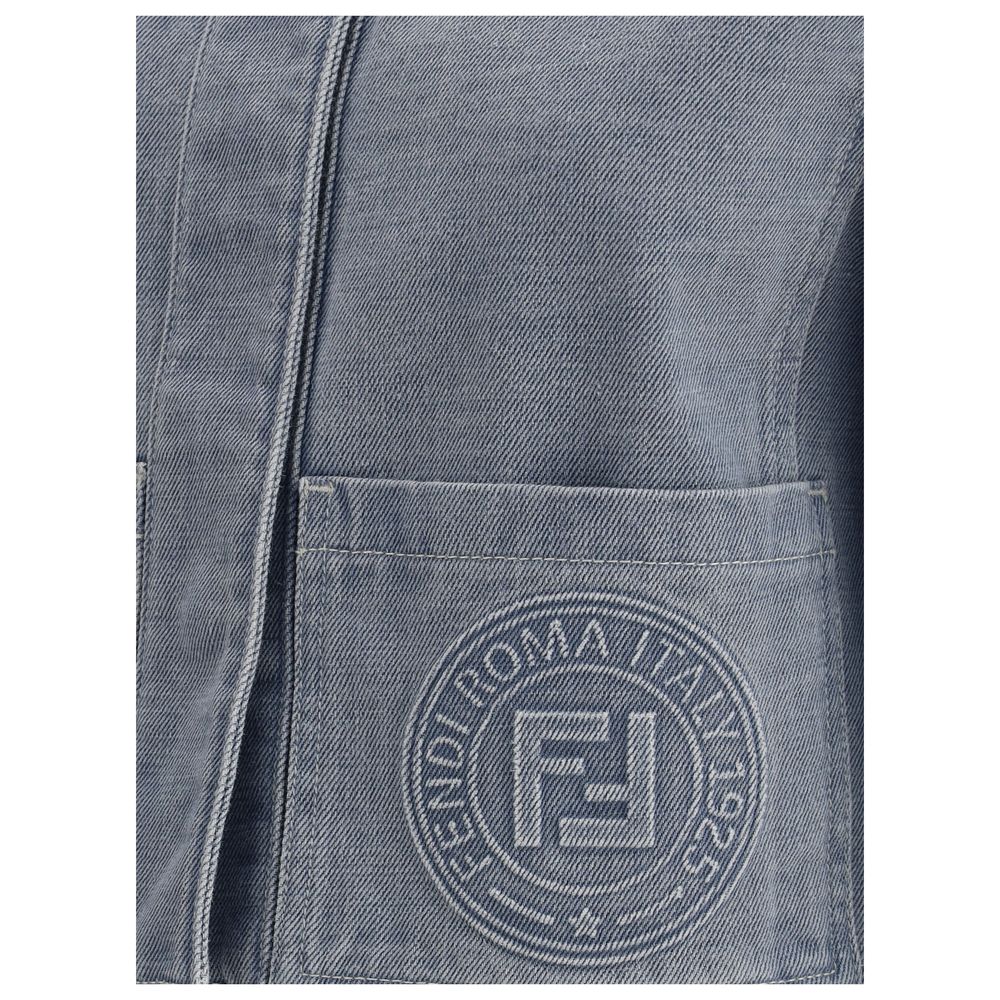 Fendi Blue Cropped Denim Jacket for Women