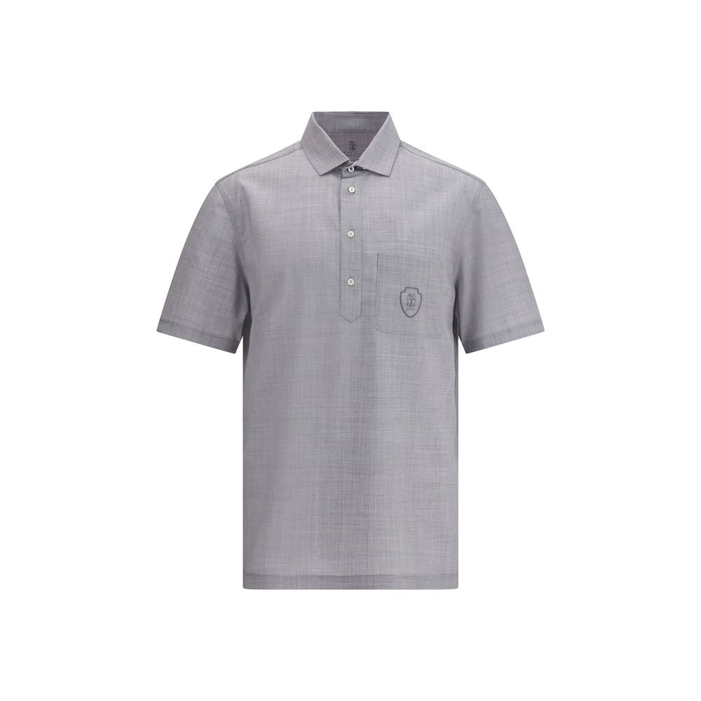 Brunello Cucinelli Virgin Wool Poplin Polo Shirt