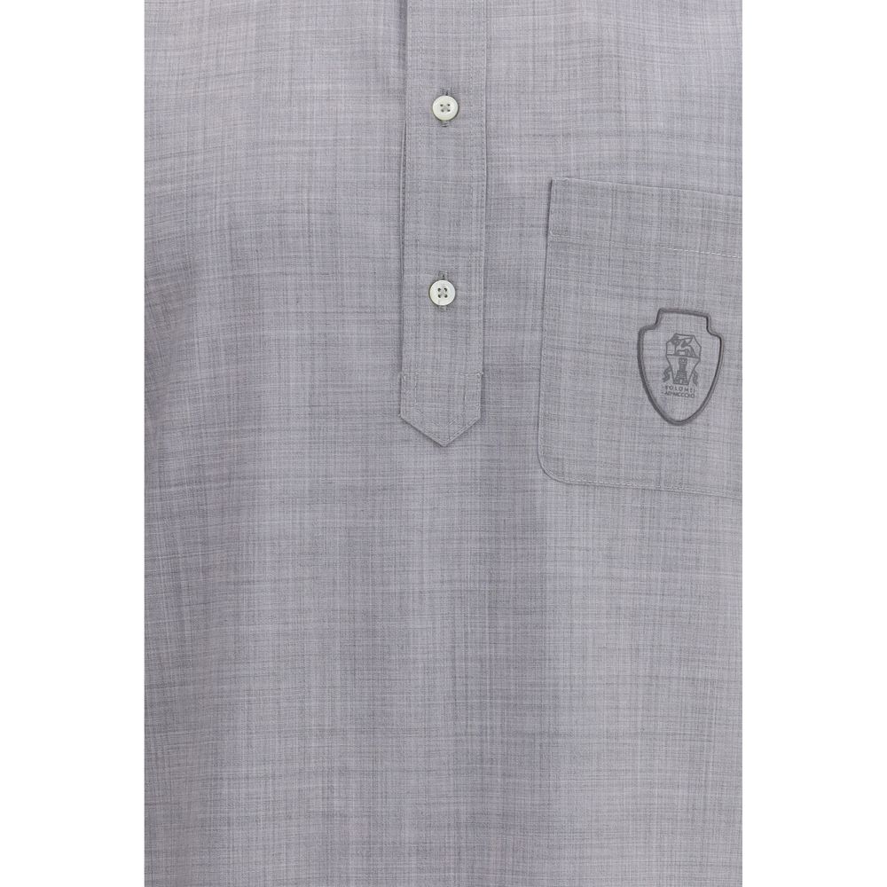 Brunello Cucinelli Virgin Wool Poplin Polo Shirt