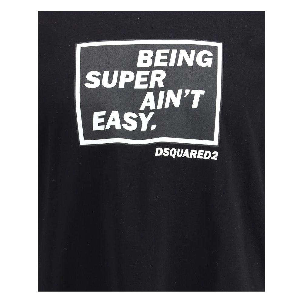 Dsquared² Black "Being Super Ain't Easy" Print T-Shirt for Men