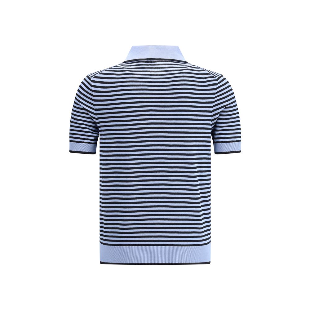 Prada Blue Striped Polo Short Sleeve Sweater for Men