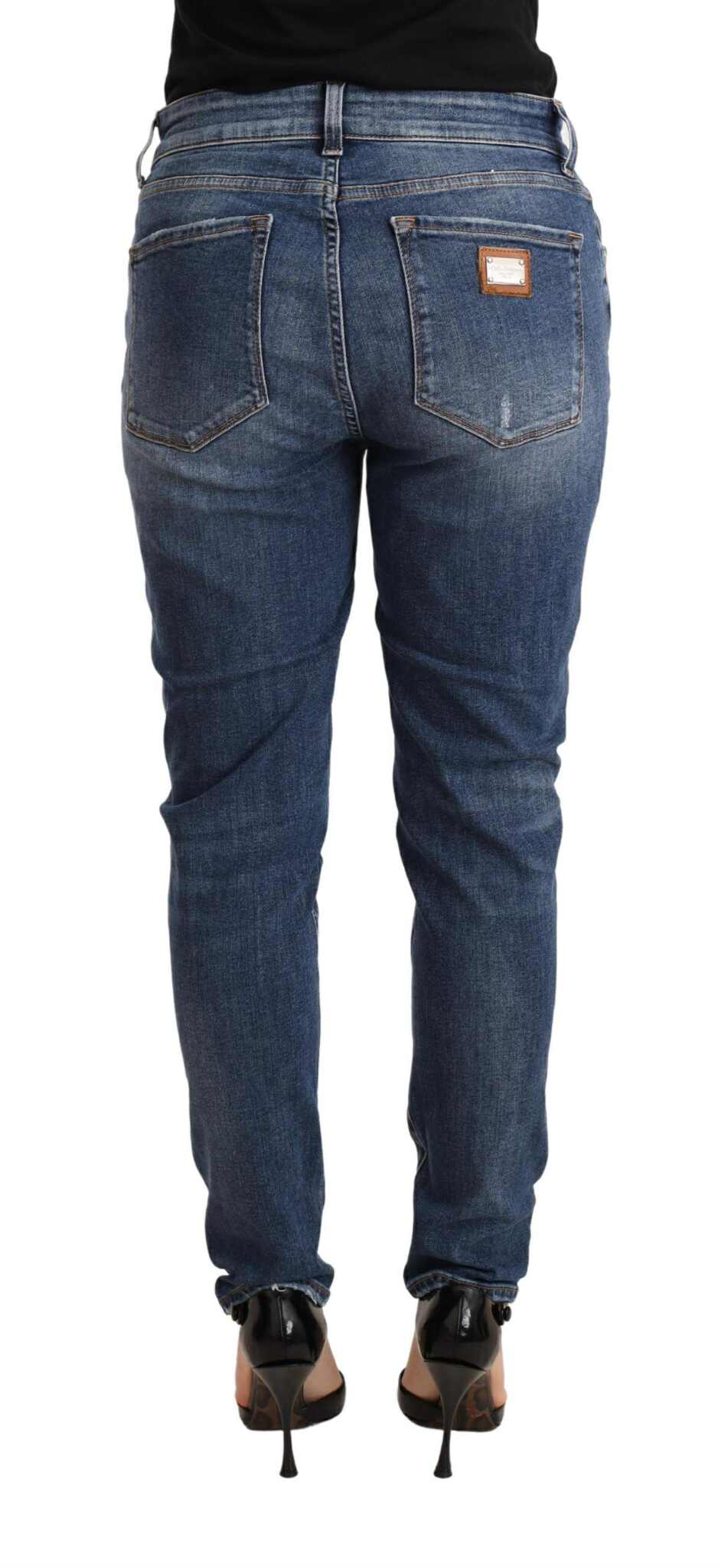 Dolce & Gabbana Blue Distressed Slim Fit Denim Jeans