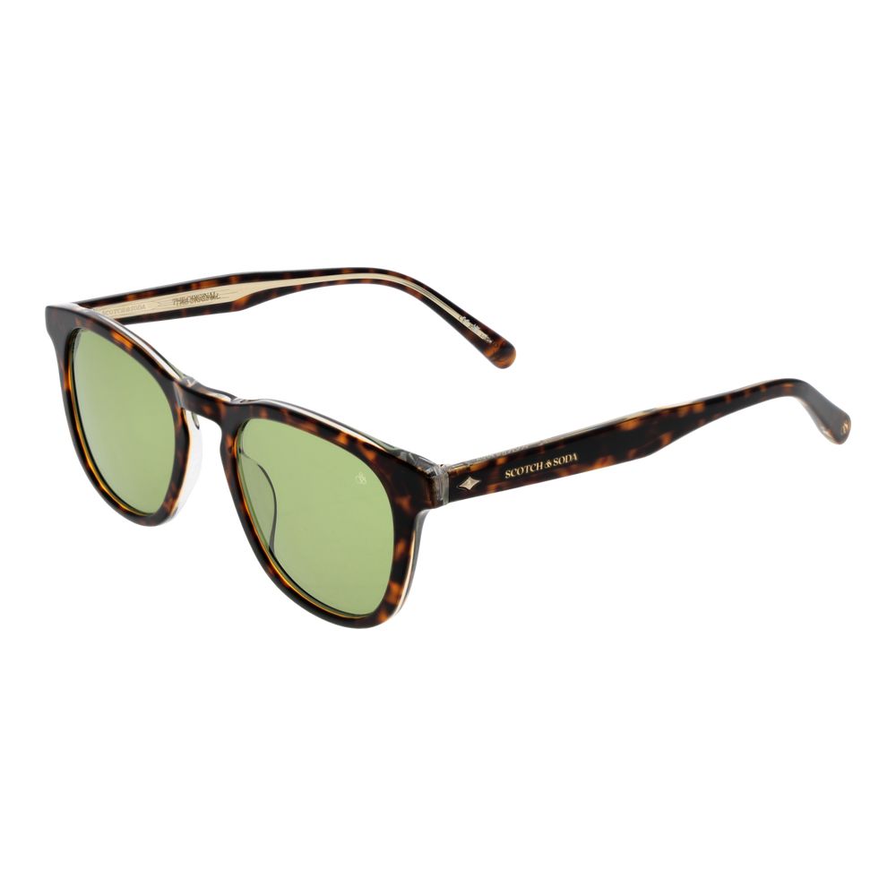 Scotch & Soda Men’s Sunglasses – Brown Round Frame, Green Lenses