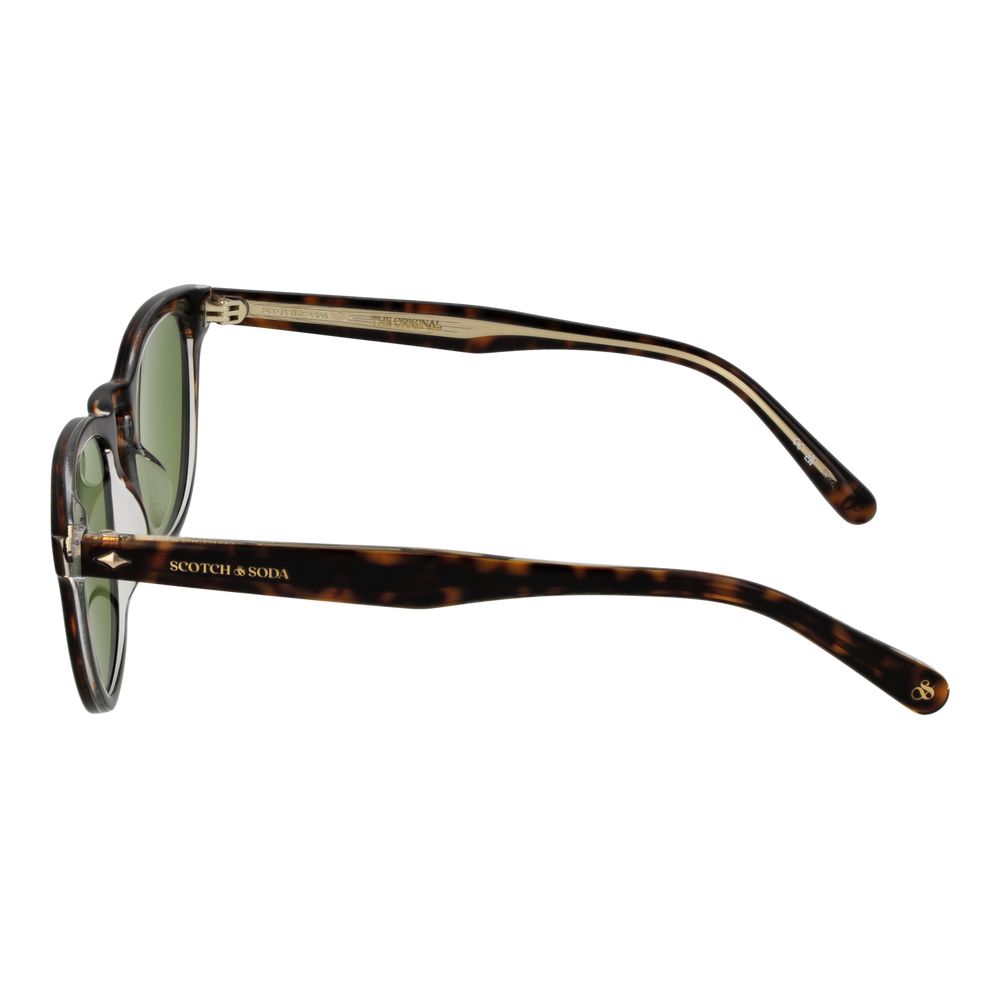Scotch & Soda Men’s Sunglasses – Brown Round Frame, Green Lenses