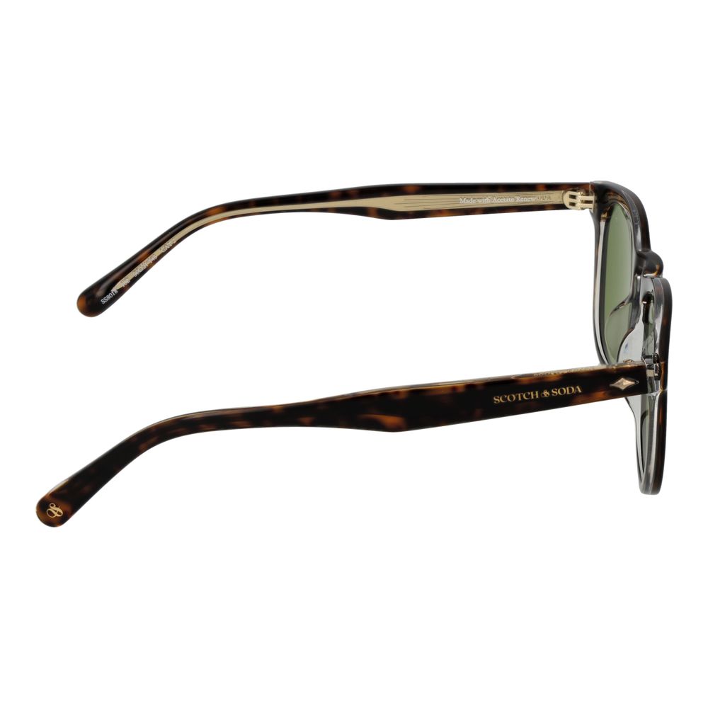 Scotch & Soda Men’s Sunglasses – Brown Round Frame, Green Lenses