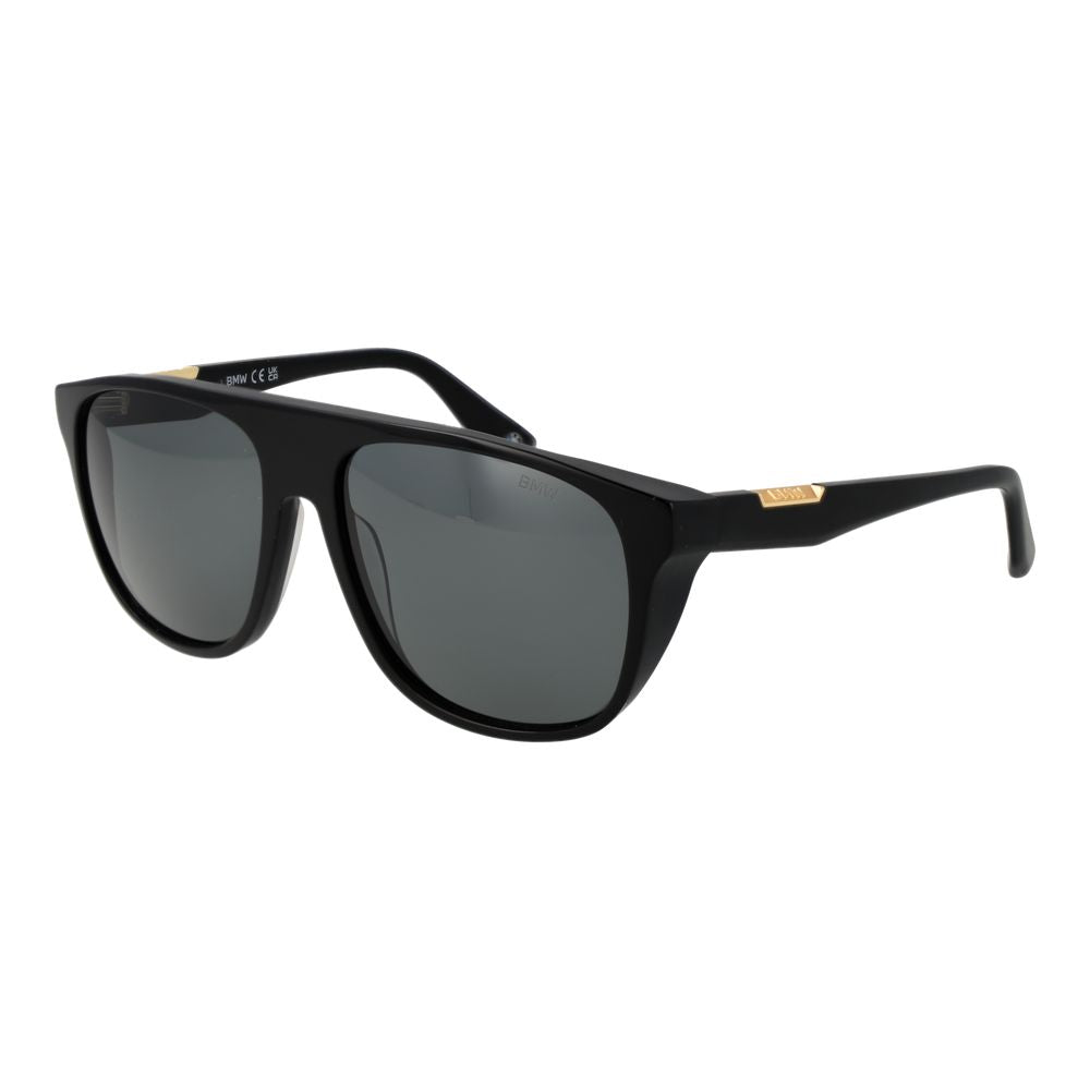 BMW Men’s Sunglasses – Black Aviator Frame, Grey Mirrored Lenses