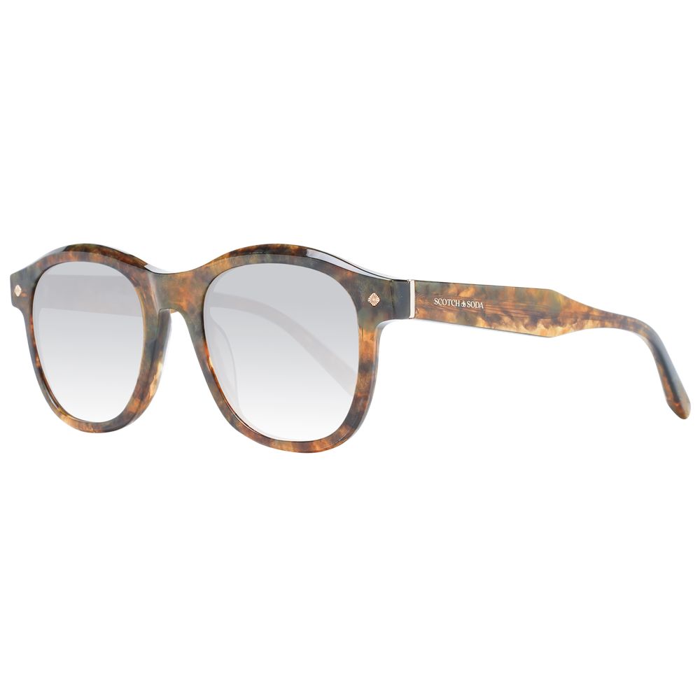 Scotch & Soda Men’s Sunglasses – Brown Square Frame, Green Gradient Lenses