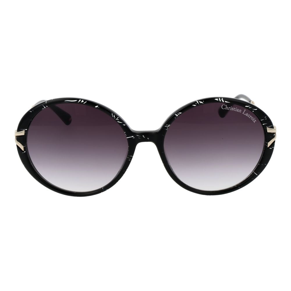 Christian Lacroix Women’s Sunglasses – Black Round Frame, Purple Gradient Lenses