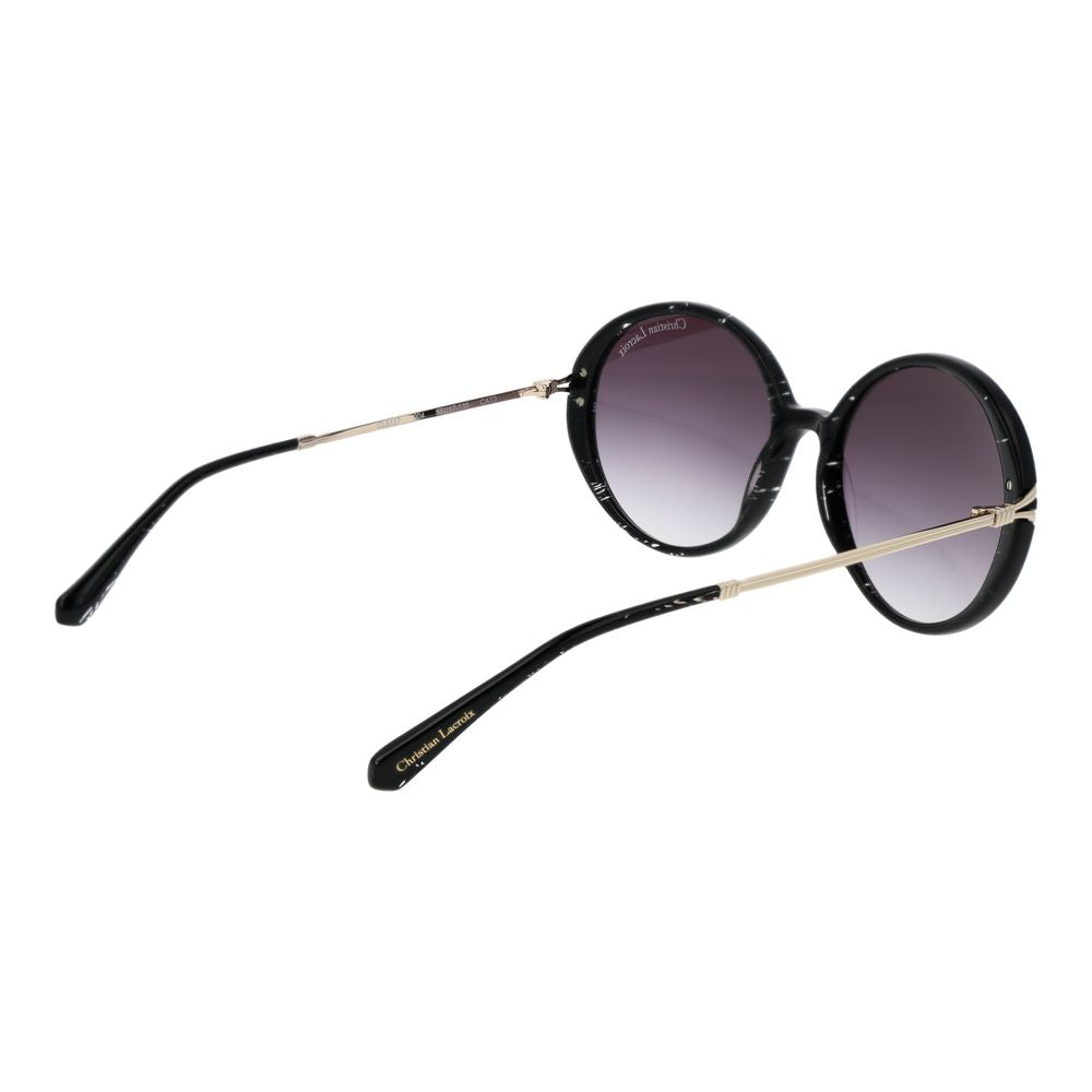 Christian Lacroix Women’s Sunglasses – Black Round Frame, Purple Gradient Lenses
