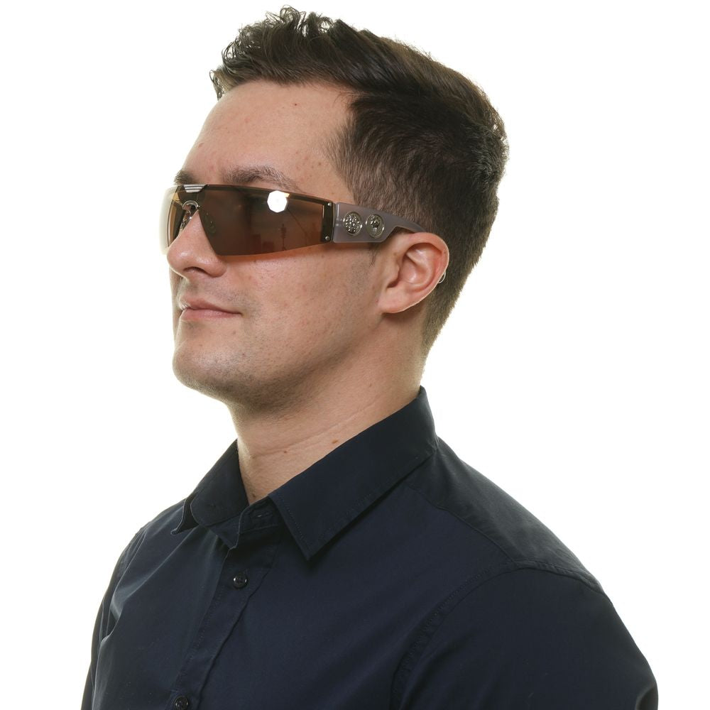 Roberto Cavalli Men’s Sunglasses – Brown Metal & Plastic Frame, Mirrored Lenses