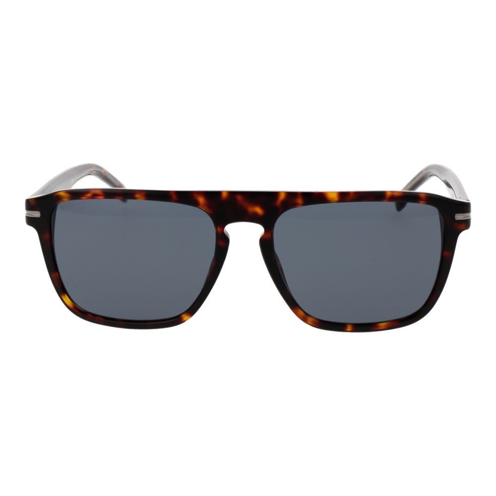 Hugo Boss Men’s Sunglasses – Brown Full-Rim Frame, Grey Lenses