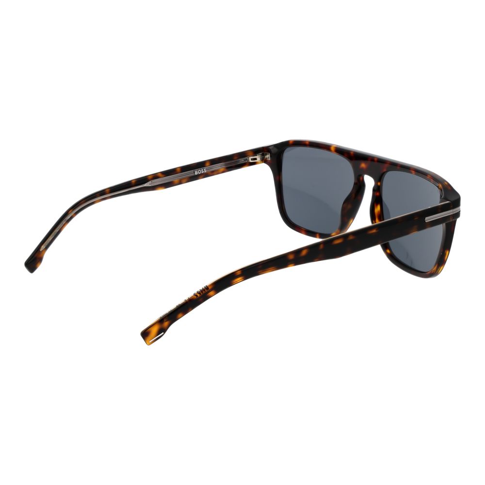 Hugo Boss Men’s Sunglasses – Brown Full-Rim Frame, Grey Lenses