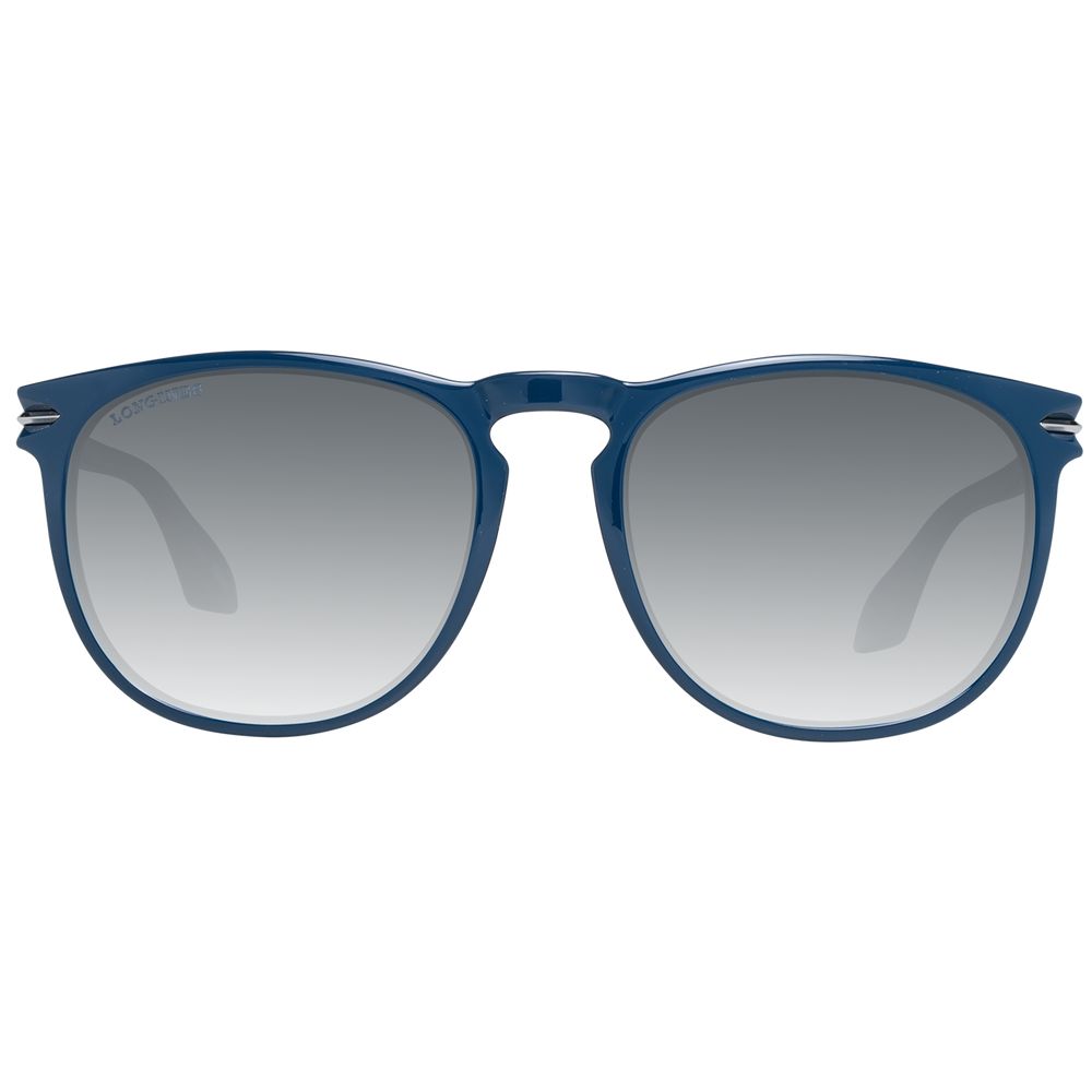 Longines Blue Men’s Sunglasses – Round Plastic Frame, Grey Gradient Lenses