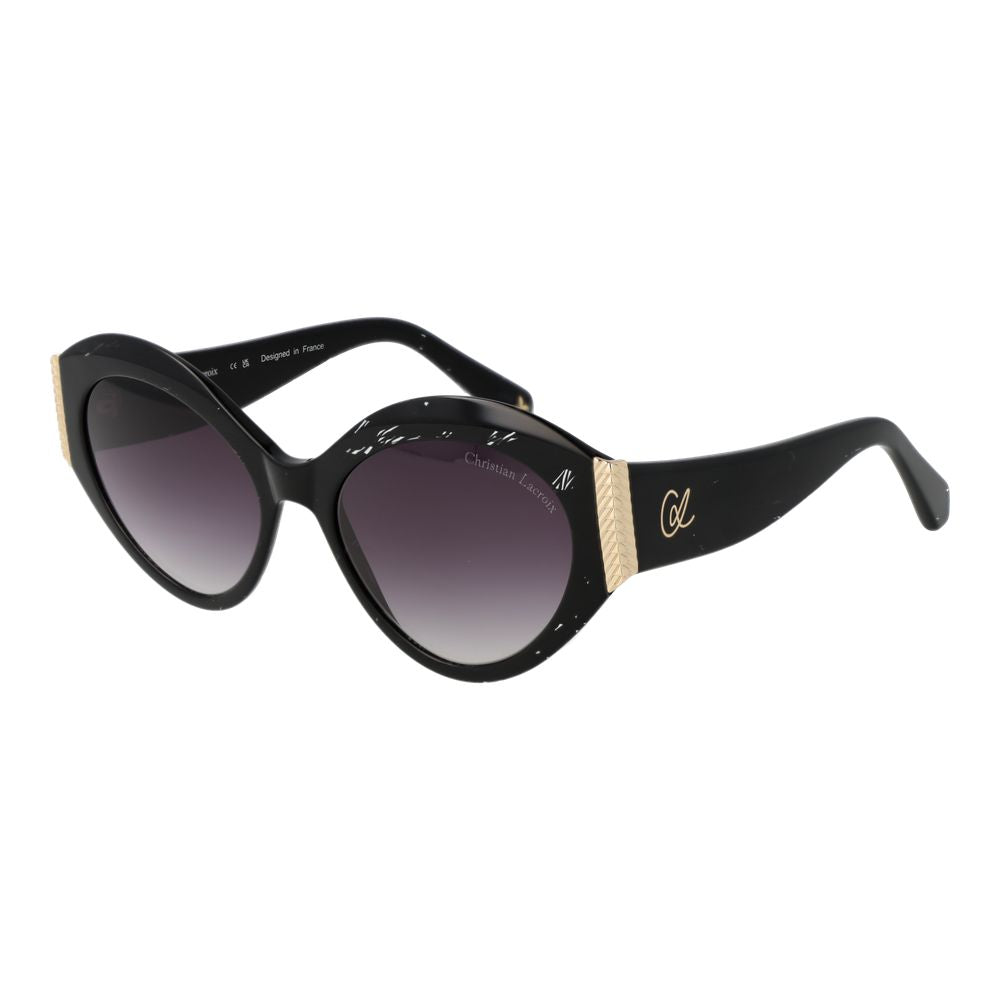 Christian Lacroix Women's Sunglasses – Black Cat Eye Frame with Purple Gradient Lenses