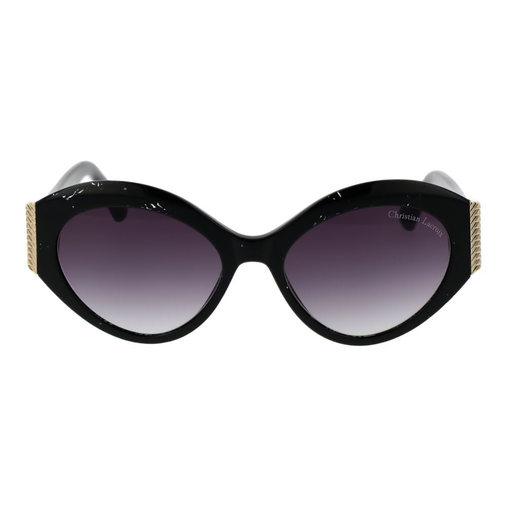 Christian Lacroix Women's Sunglasses – Black Cat Eye Frame with Purple Gradient Lenses
