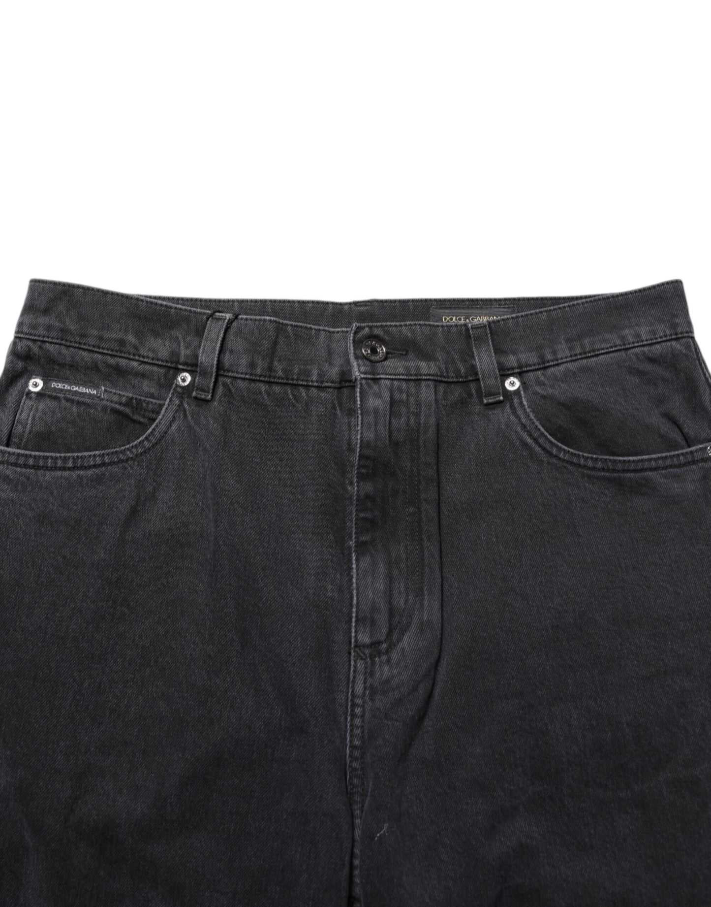 Dolce & Gabbana Black Denim Wide Leg Relaxed Fit Pants