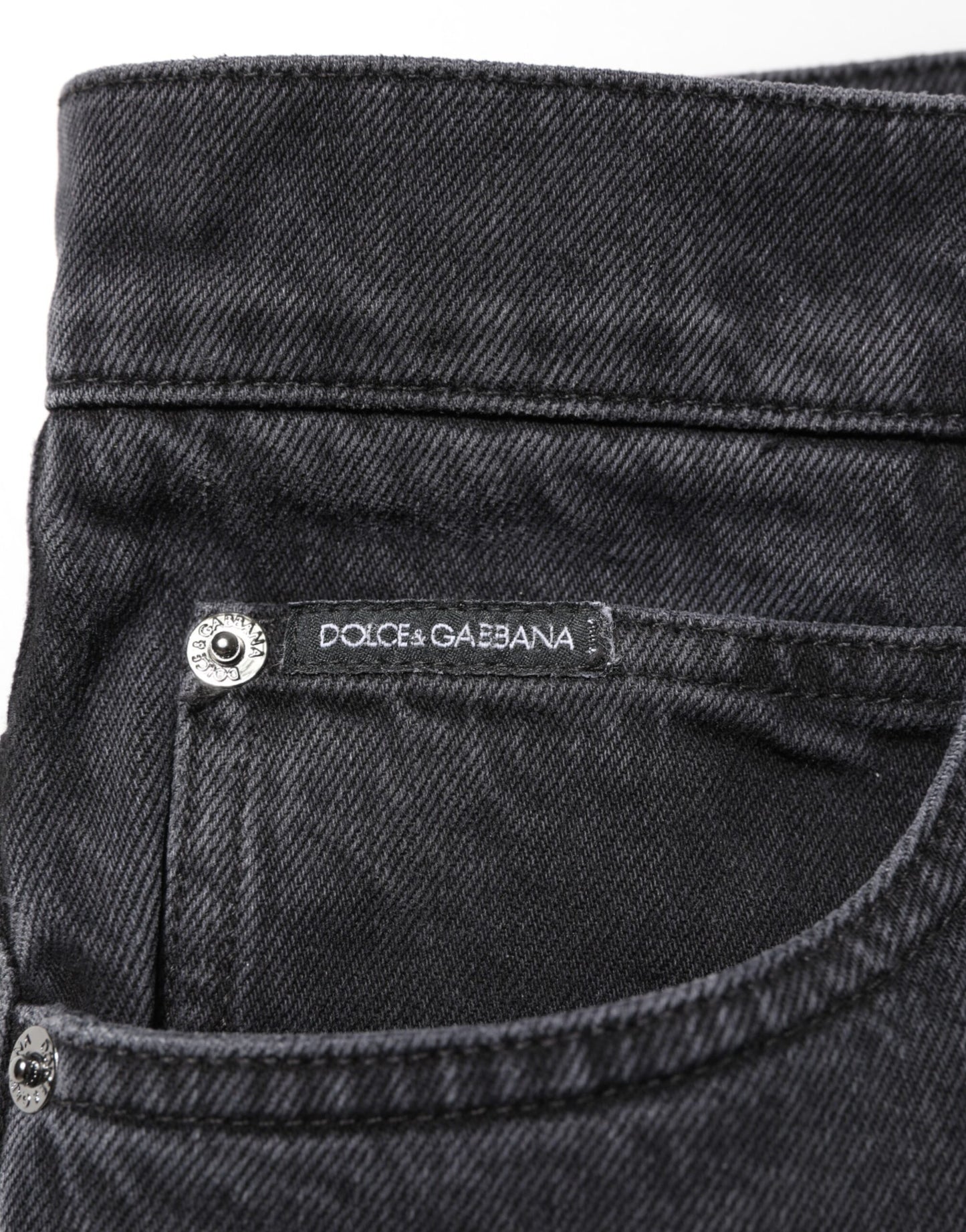 Dolce & Gabbana Black Denim Wide Leg Relaxed Fit Pants